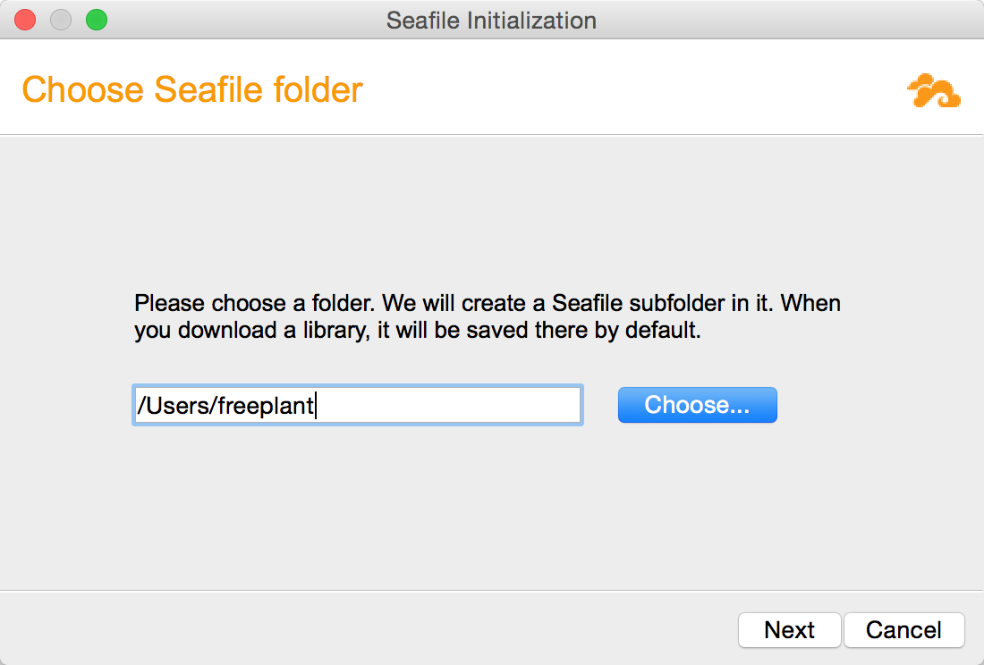 Selecting a folder to store SahabDrive data
